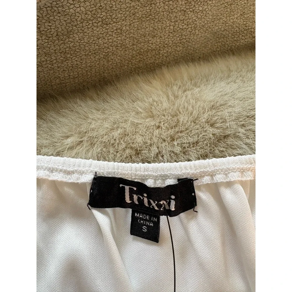 Trixxi‎ Smocked Puff Sleeve Maxi Womens Size S White Tiered Cottagecore Romantic